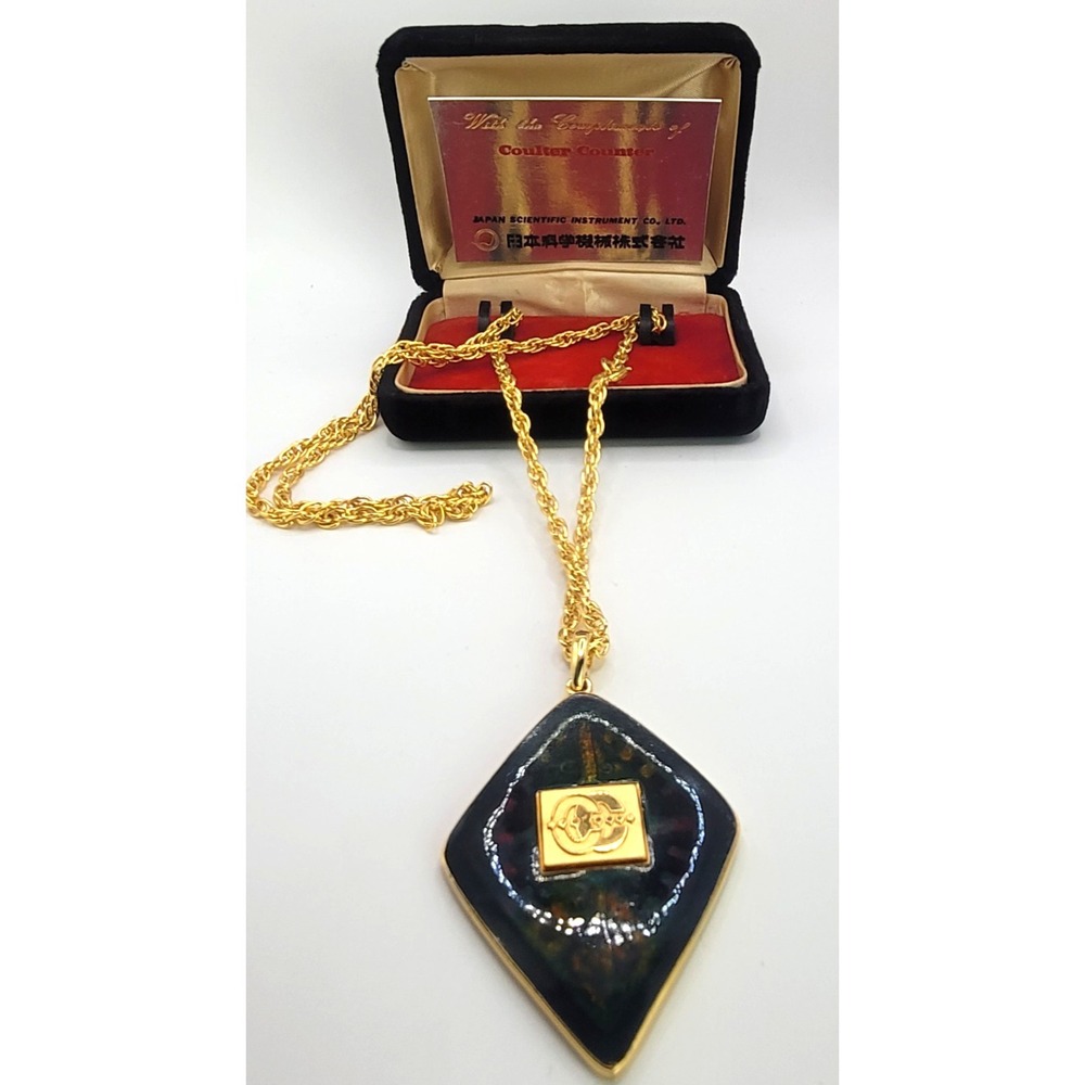Vintage 1979 Necklace Art Deco Black and Gold Tone Coulter Counter